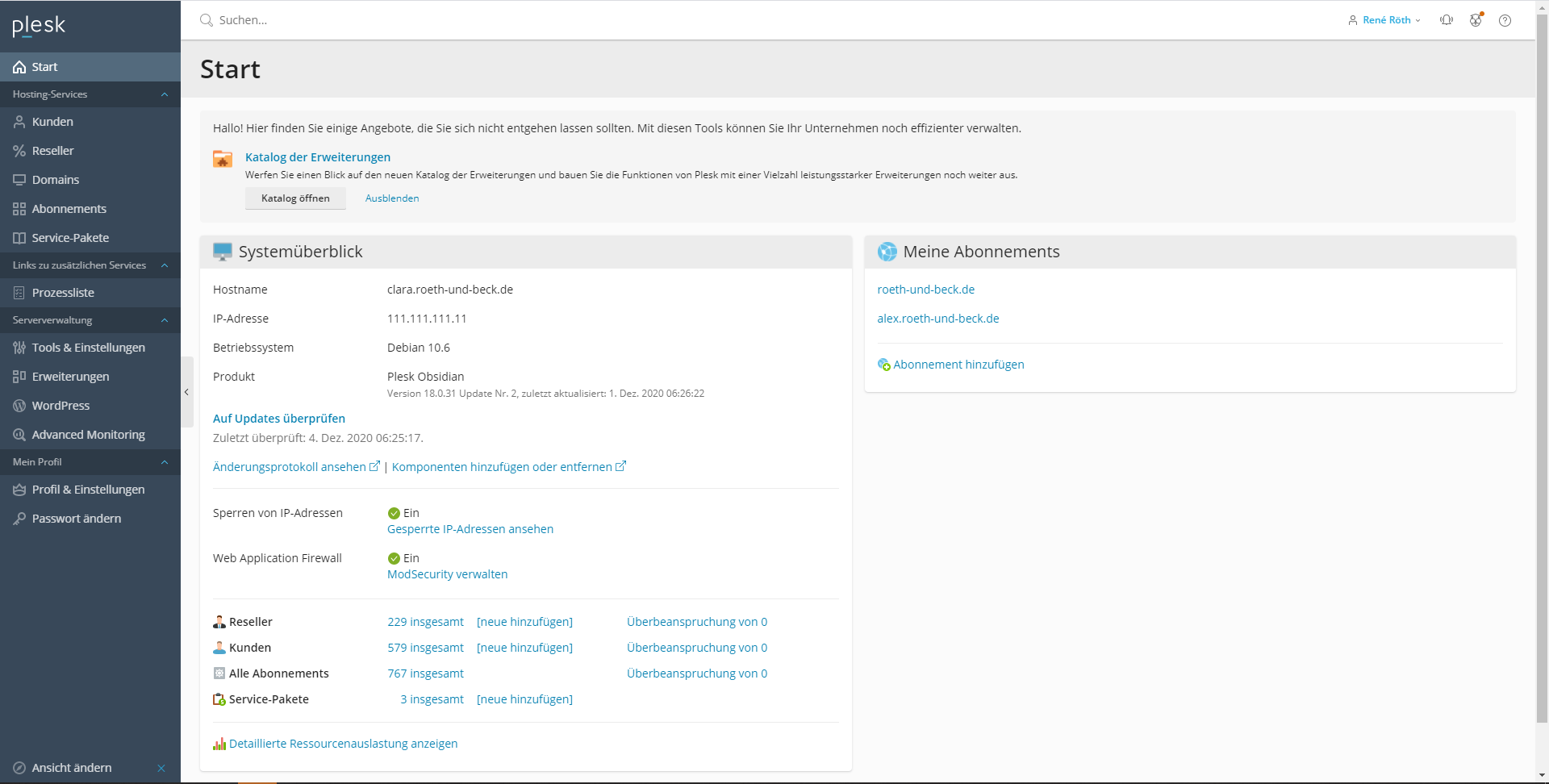 Plesk Interface